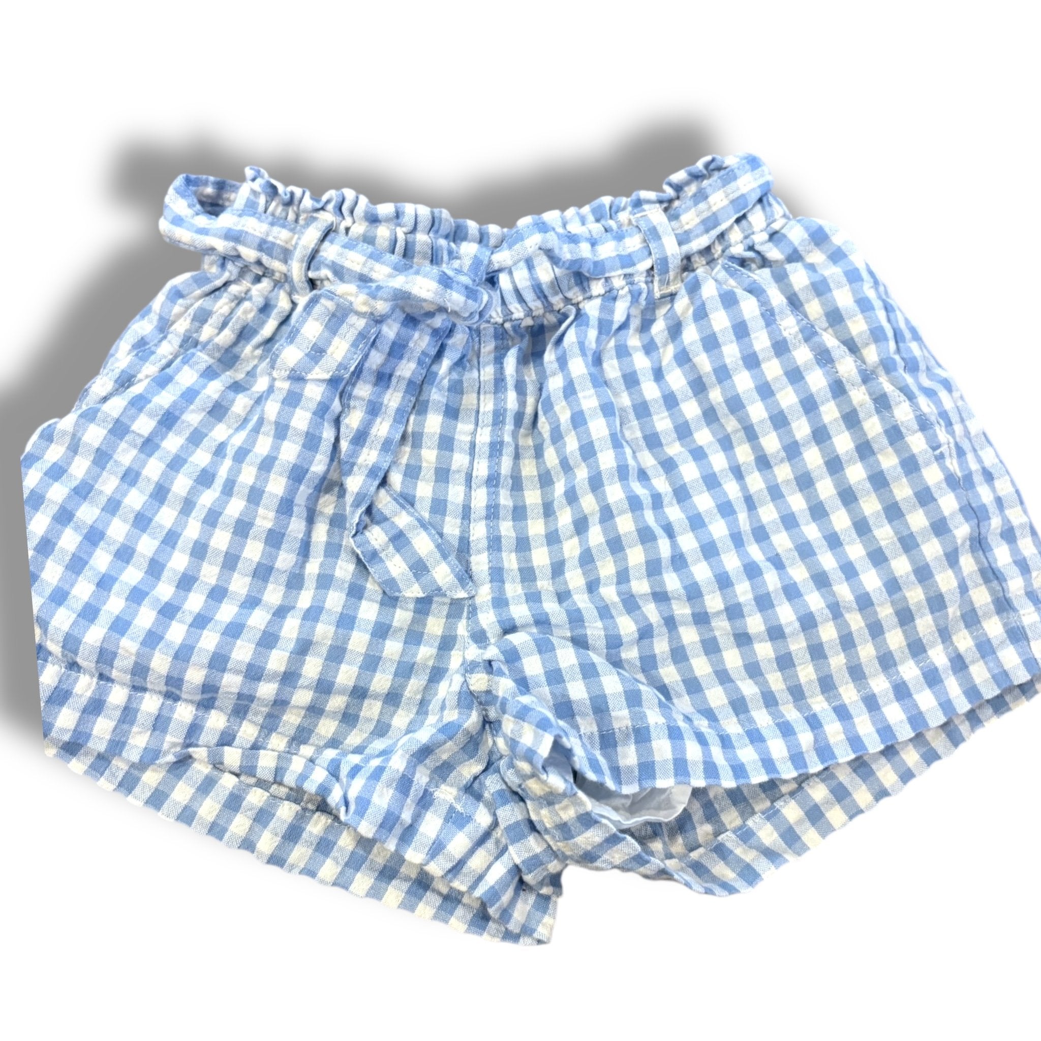 Size 4 Nordstrom blue/white check pull on short with tie Default Title / 4 / Girl