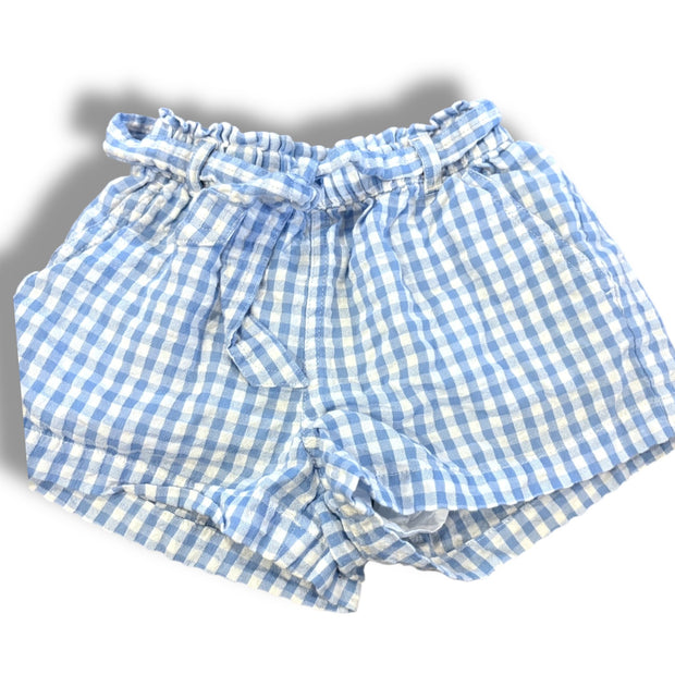 Size 4 Nordstrom blue/white check pull on short with tie Default Title / 4 / Girl