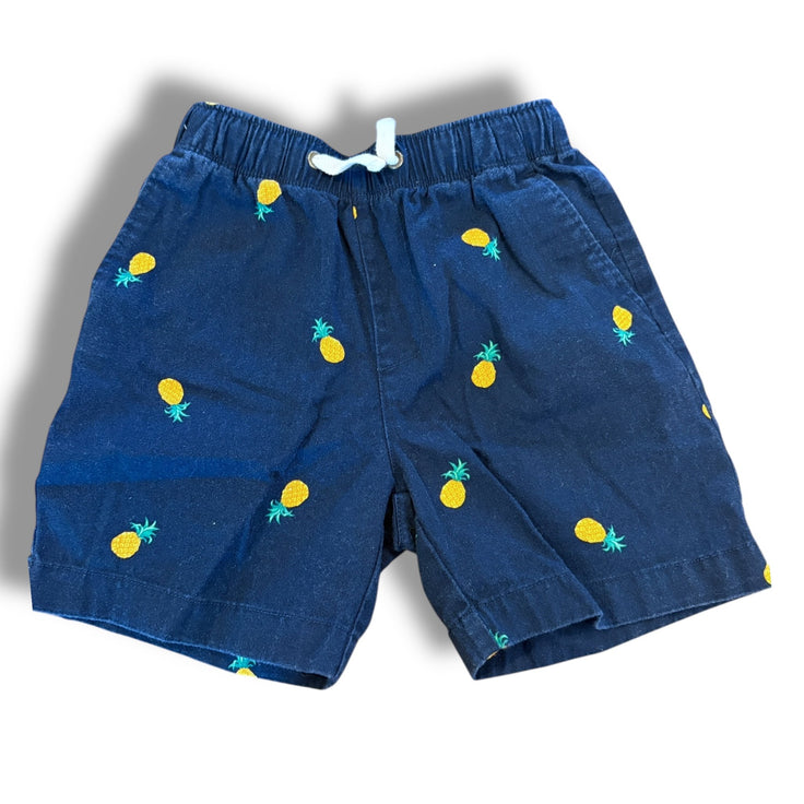 Size 8 Crewcuts navy pull on shorts, embroidered pineapples Default Title / 8 / Boy