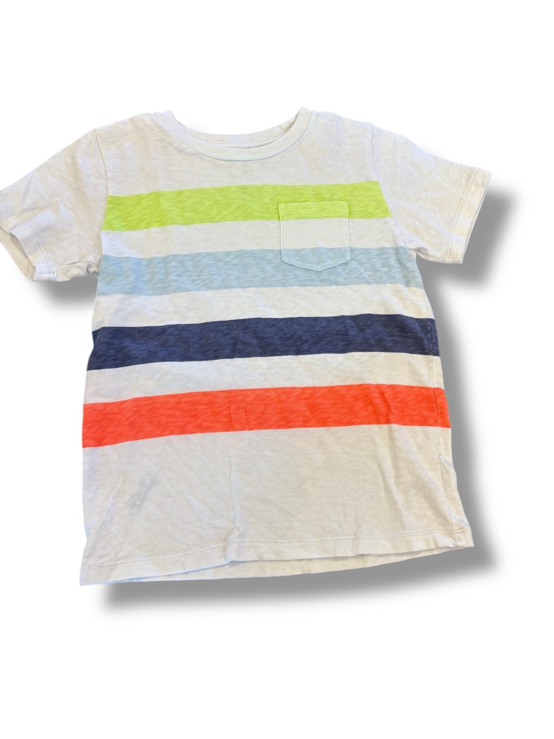 Size 8 Crewcuts white tee with multicolor stripes Default Title / 8 / Boy