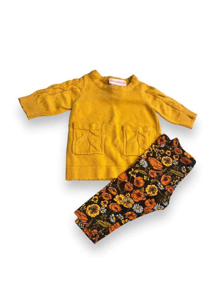 Size 0-3 month Bonnie baby yellow sweater and leggings Default Title / 0-3 month / Girl