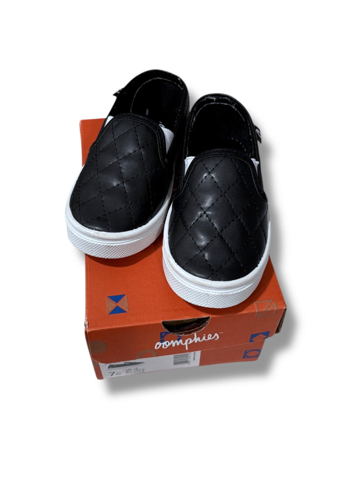 Toddler size 7 Oomphies black quilted slip on shoes - New in box Default Title / 7 / -