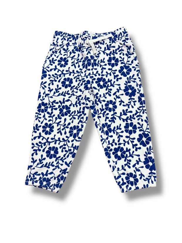 Size 2 Janie and jack blue/white floral sweatpants Default Title / 2 / Girl
