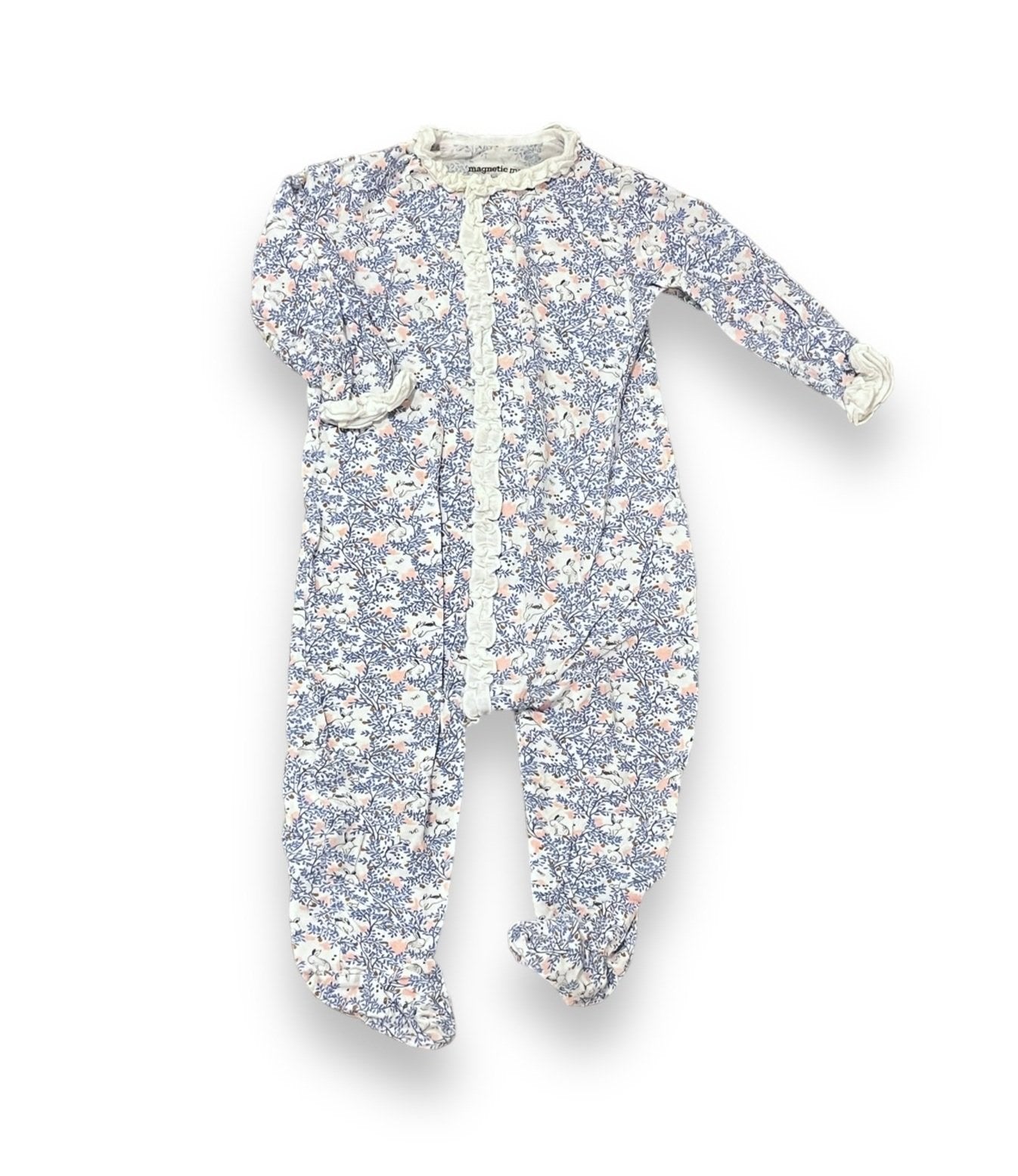 Size 6-9 month Magnetic me blue footie with bunnies Default Title / 6-9 month / Girl