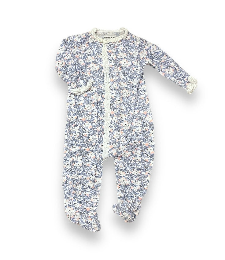 Size 6-9 month Magnetic me blue footie with bunnies Default Title / 6-9 month / Girl