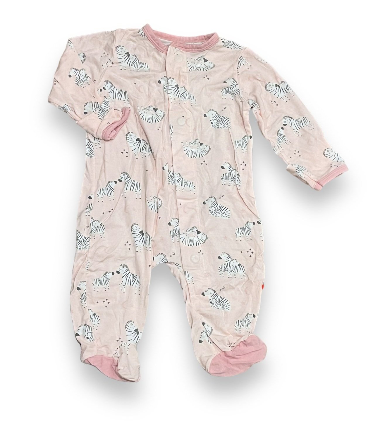 Size 0-3 month Magnetic Me pink Zebra footie Default Title / 0-3 month / Girl
