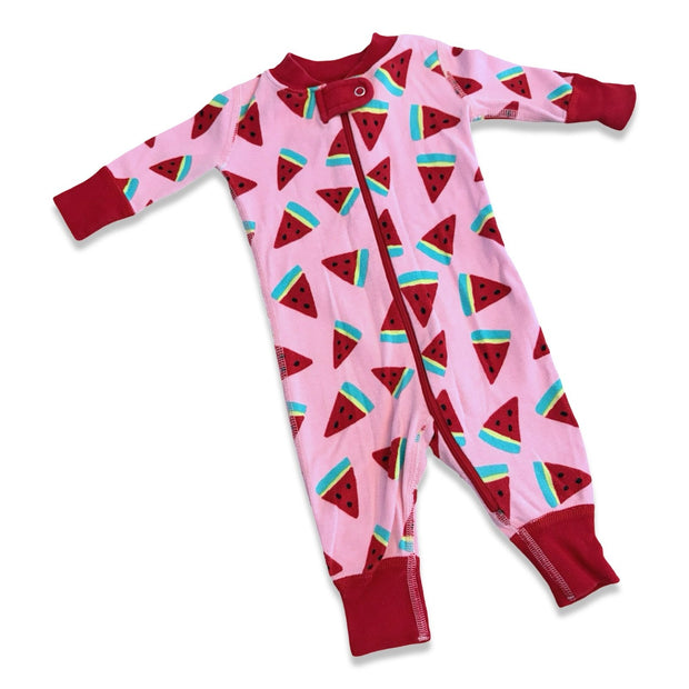 Size 0-3 month Hanna Andersson pink zip up sleeper with watermelons Default Title / 0-3 month / Girl