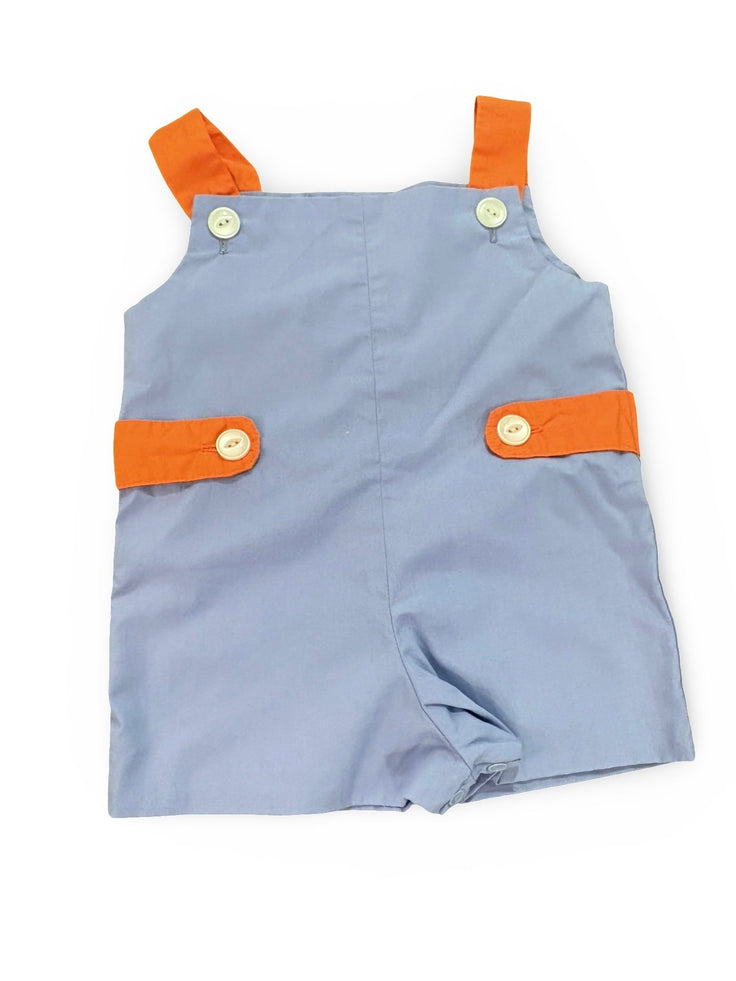 Size 6-12 month TBBC blue romper with orange straps Default Title / 6-12 month / Boy