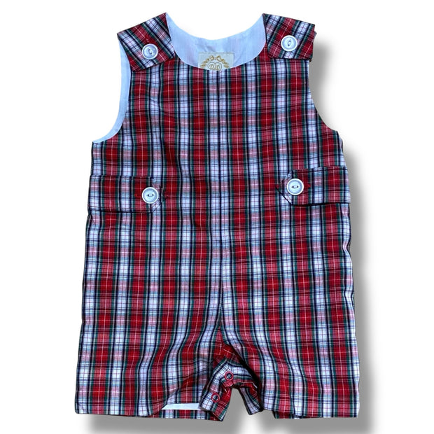 Size 12-18 month TBBC red/green/white plaid shortall Default Title / 12-18 month / Boy