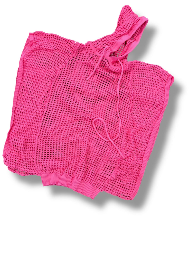 Size S 4-5 PQ coverup, pink woven with hood Default Title / Small / Girl