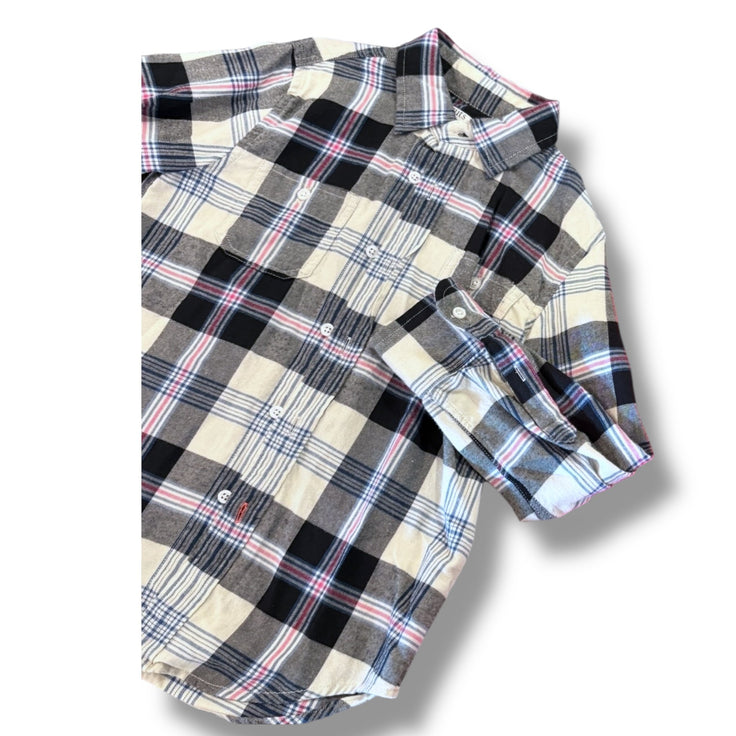 Size 6-7 Crewcuts grey/black/blue/pink plaid flannel button up Default Title / 7-Jun / Boy