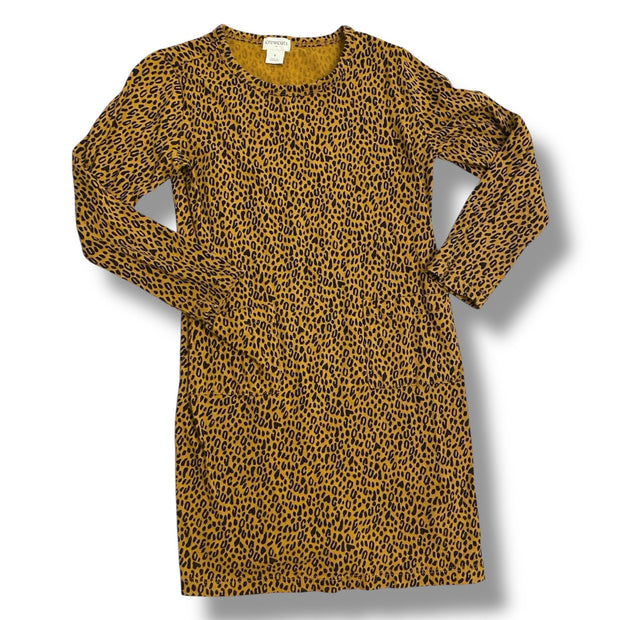 Size 6 Crewcuts leopard long sleeve cotton dress with two pockets on the front Default Title / 6 / Girl