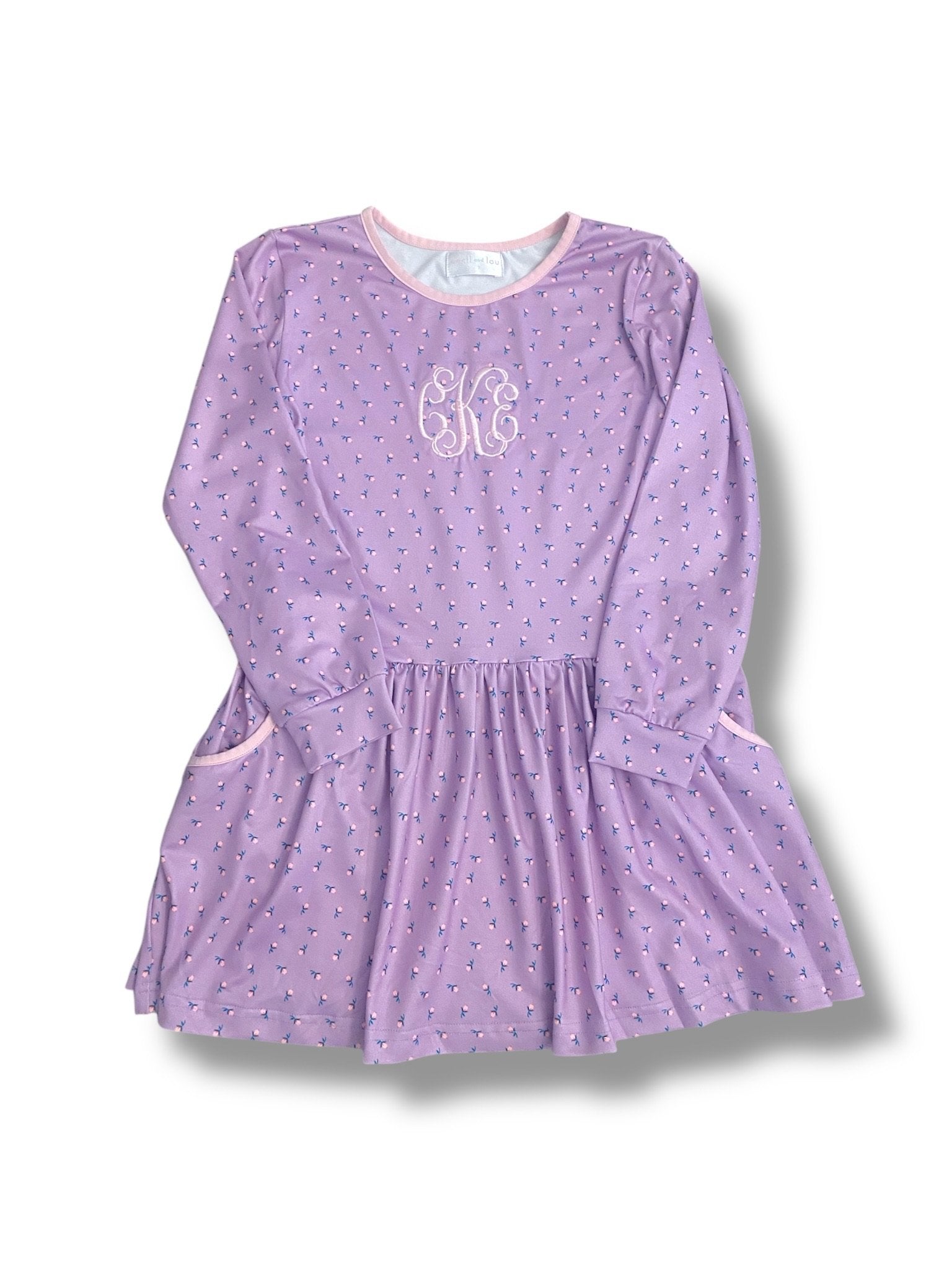 Size 7 Cecil and Lou purple long sleeve floral dress with 