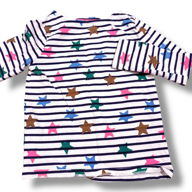 Size 7-8 Boden navy/white striped long-sleeve tee w/ multicolored stars Default Title / 8-Jul / Girl
