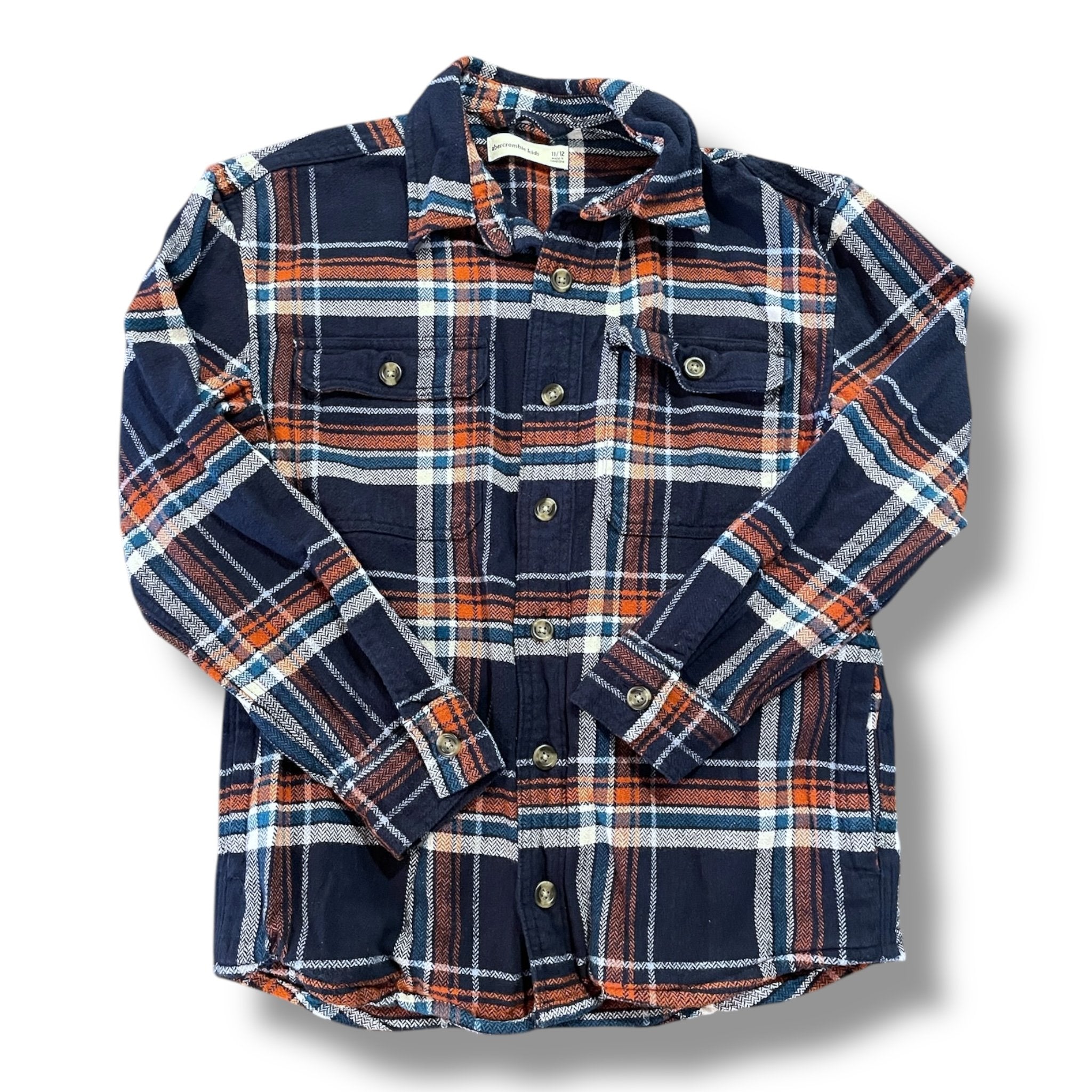 Size 11/12 Abercrombie navy/orange/white flannel Default Title / 12-Nov / Boy