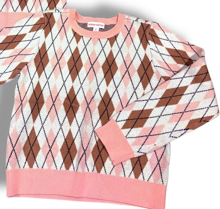 Size 6 Design History cream/pink/brown argyle sweater Default Title / 6 / Girl