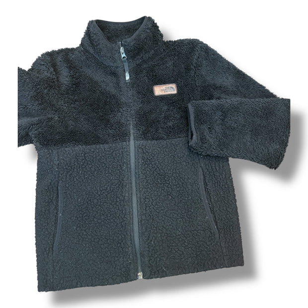 Size 7-8 Northface black zip up jacket, sherpa and velour, wear on sherpa Default Title / 8-Jul / Boy