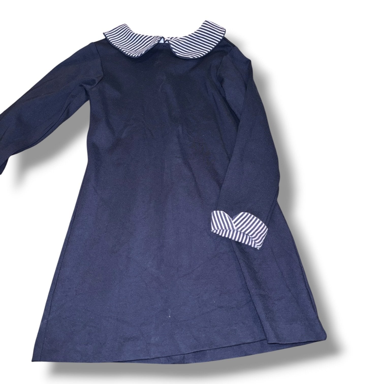 Size 7 Bailey Boys navy knit dress w/ navy/white striped collar & cuffs Default Title / 7 / Boy