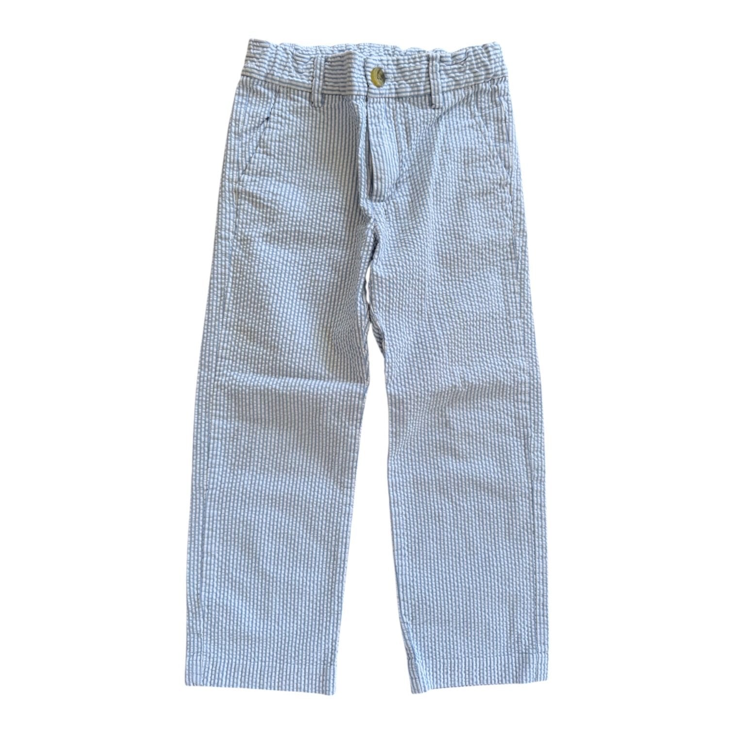 Size 5 Janie and Jack light blue and white stripe seersucker pants Default Title / 5 / Boy