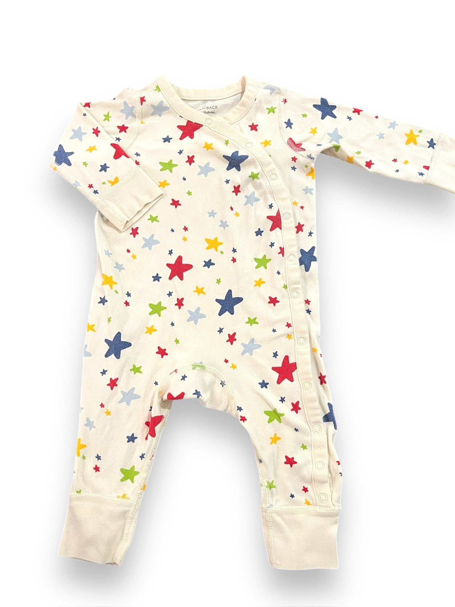 Size 12-18 month Hanna Anderson cream romper with multicolor stars Default Title / 12-18 month / Boy