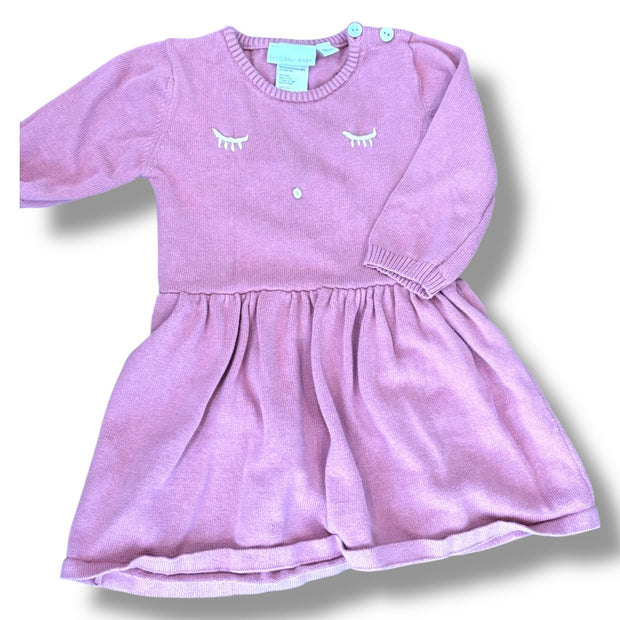 Size 18 month Elegant Baby mauve sweater dress w/ eyes/nose, two shoulder buttons Default Title / 18 month / Girl