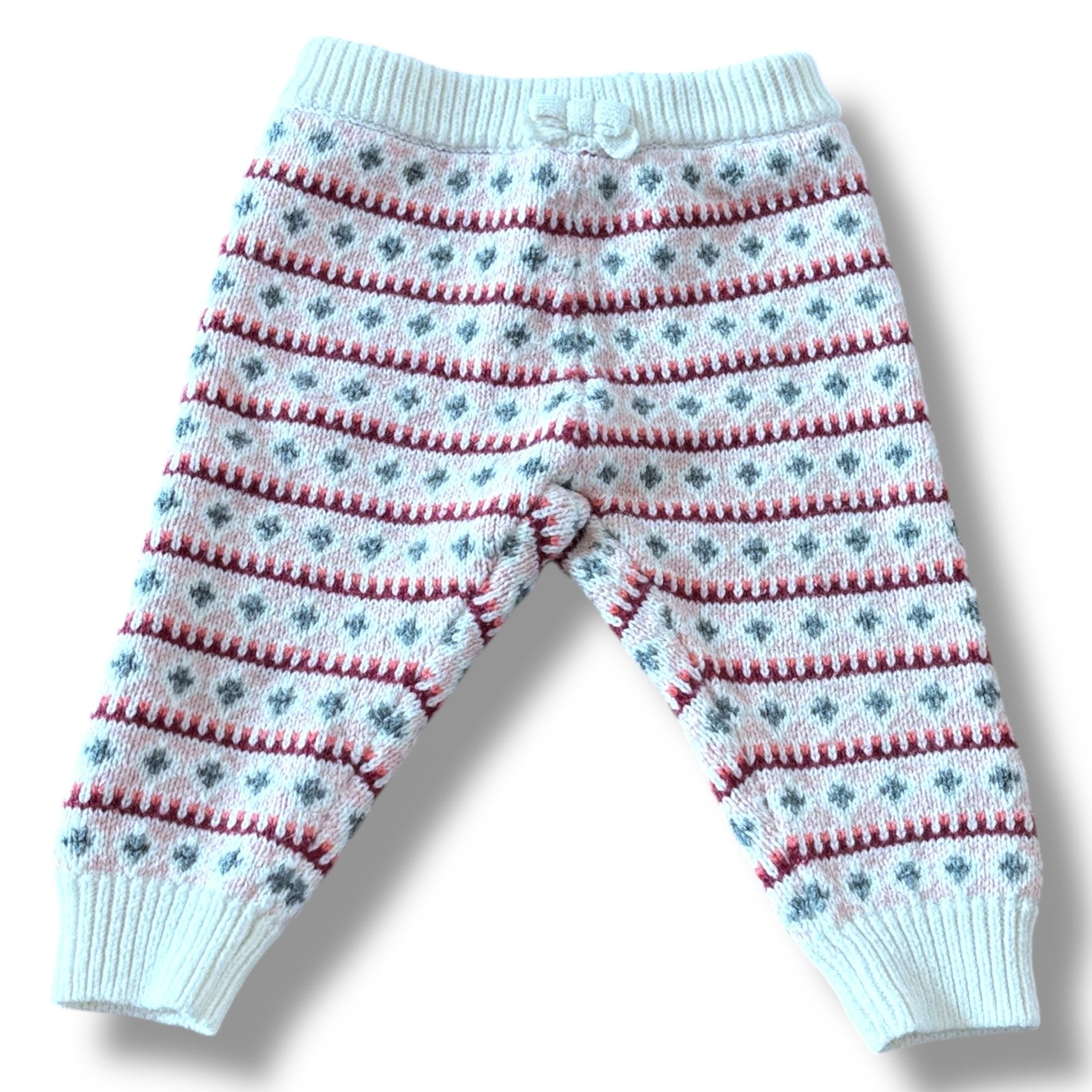 Size 6-12 month Janie and Jack cream, grey, pink sweater-material joggers Default Title / 6-12 month / Girl