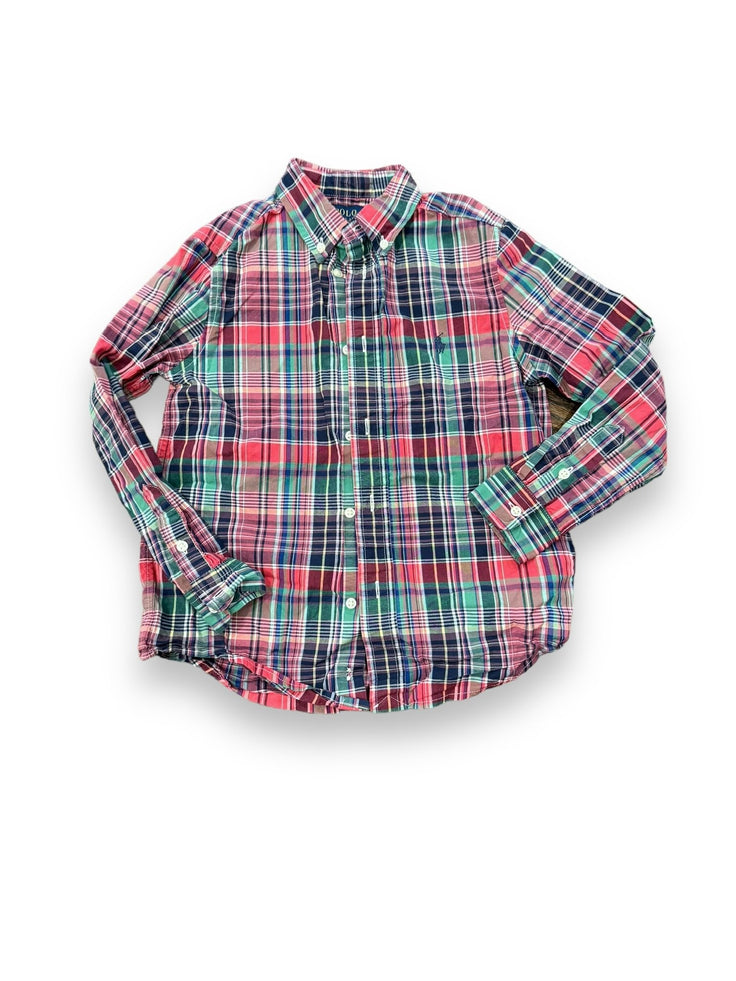 size 7 Polo Ralph Lauren button up shirt with red,green, and navy plaid print Default Title / 7 / -