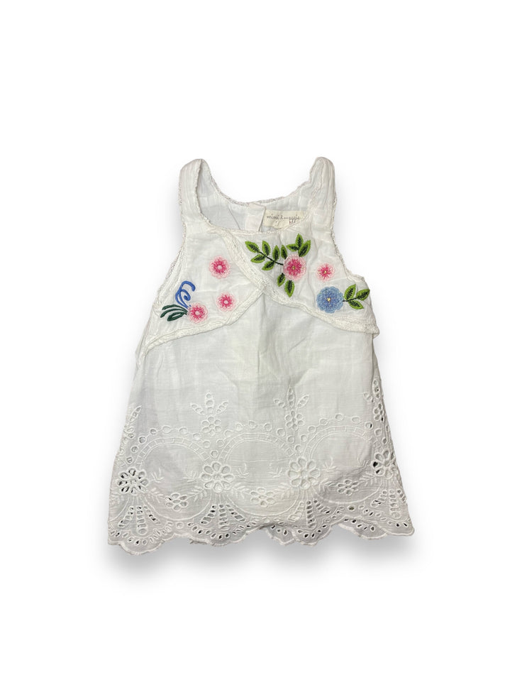 Size 12 month Mimi&Maggie white embroidered dress Default Title / 12 / Girl