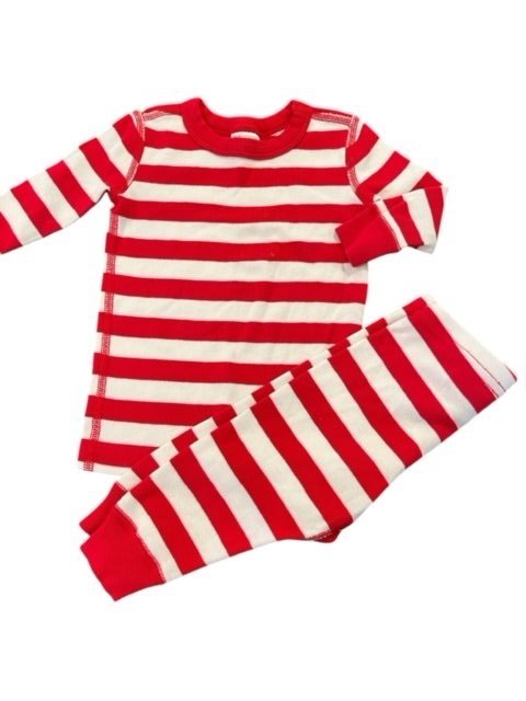 Size 3-6 month Hanna Andersson red and white long sleeve stripe pajama set Default Title / 3-6 month / -
