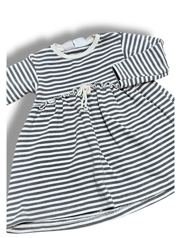 Size 12-18 month Zara grey and white stripe dress with tie in front Default Title / 12-18 month / -