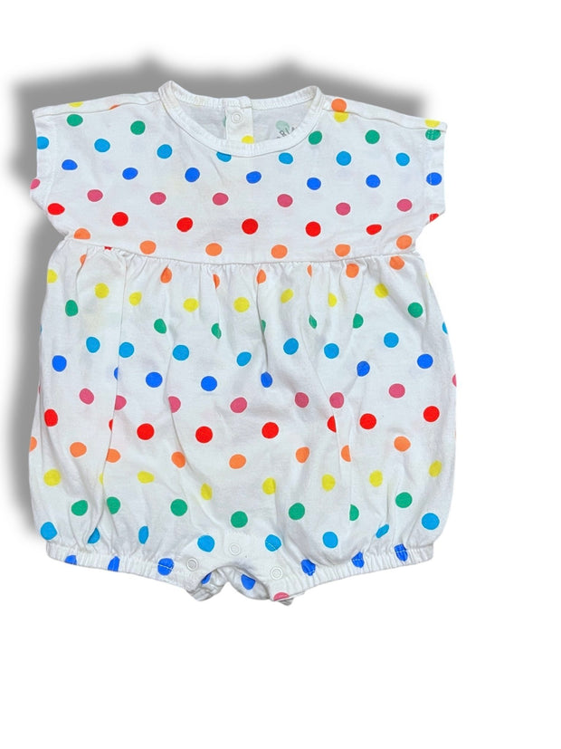 Size 3-6 month Primary white romper with rainbow polka dots Default Title / 3-6 month / -