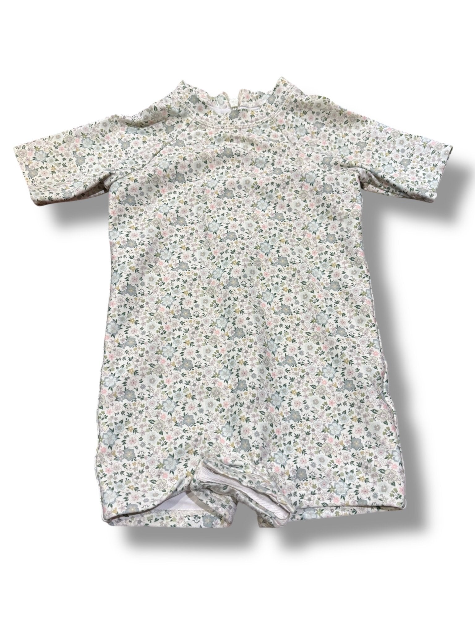 Size 2T Minnow pastel green/pink floral one-piece rashguard suit Default Title / 2 / Girl