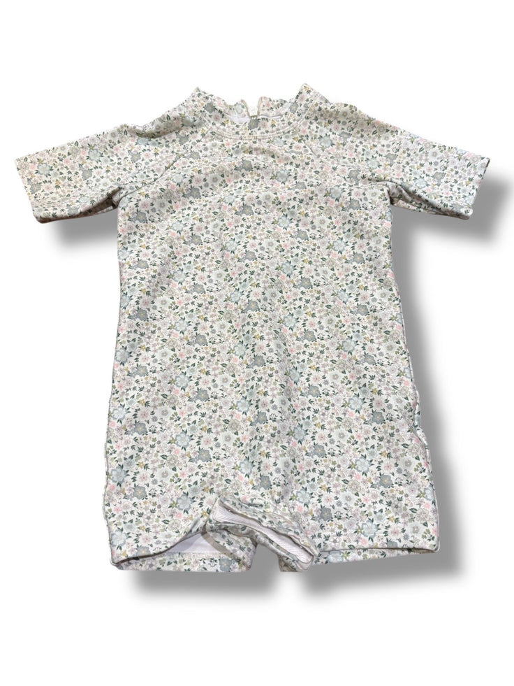 Size 2T Minnow pastel green/pink floral one-piece rashguard suit Default Title / 2 / Girl