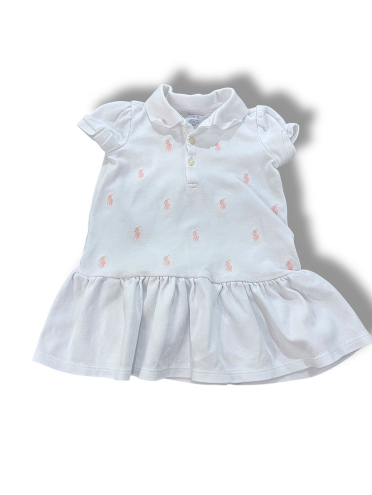 Size 12 month Ralph Lauren White Dress with Pink Ponies Default Title / 12 / Girl