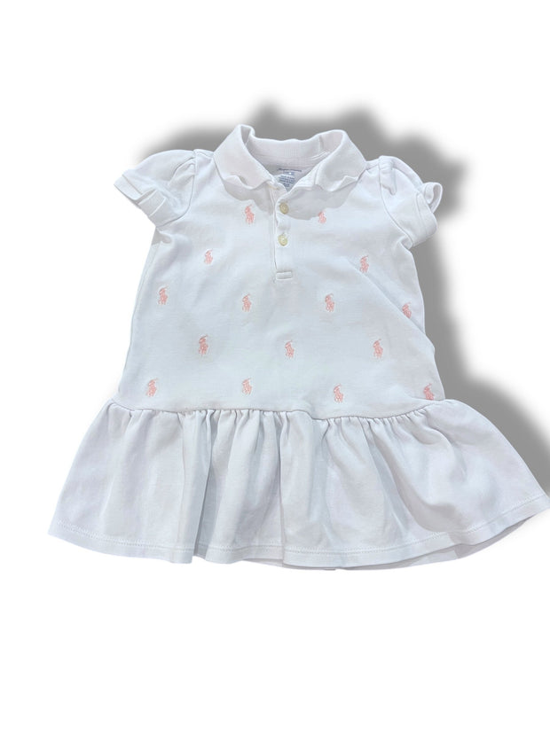 Size 12 month Ralph Lauren White Dress with Pink Ponies Default Title / 12 / Girl