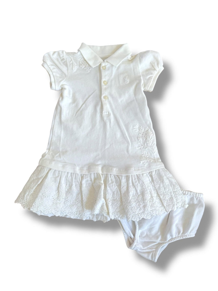 Size 9 month Ralph Lauren white eyelet dress with embroidery detail Default Title / 9 month / Boy