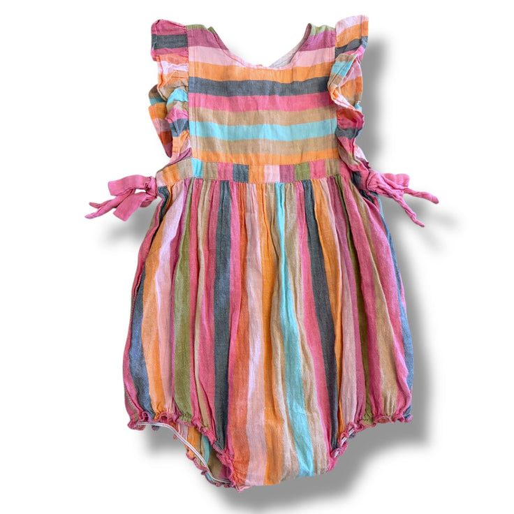 Size 3 Pink Chicken pink/orange/teal striped bubble with side ties Default Title / 3 / Girl