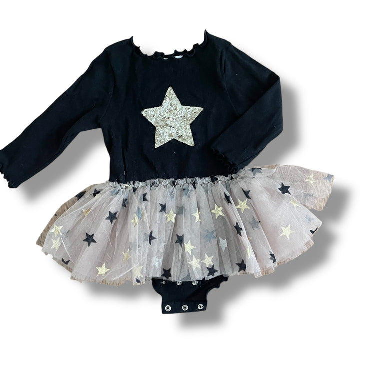 Size 12 month Petite Hailey black star tutu dress onesie Default Title / 12 / Girl