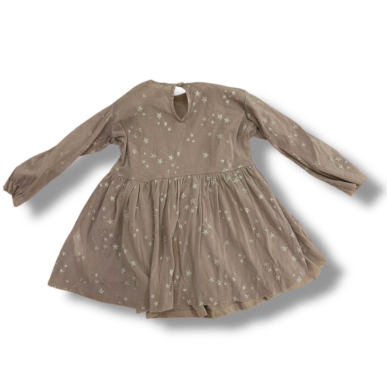 Size 2 Tocoto brown dress with tulle overlay with gold stars Default Title / 2 / Girl