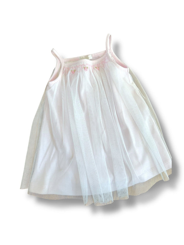 Size 9 month Kissy Kissy pink tulle dress with pink smocking NWT Default Title / 9 month / Girl