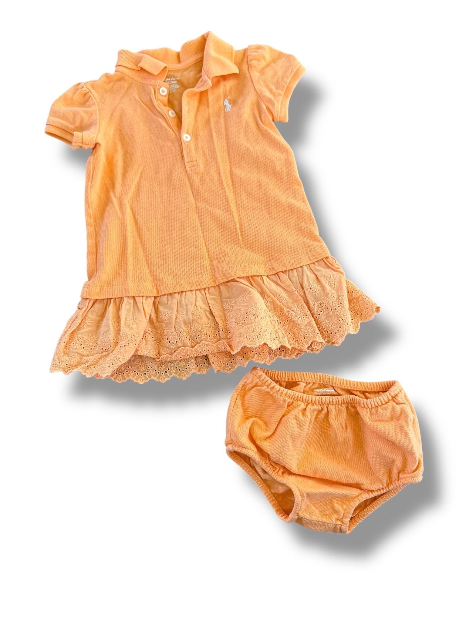 Size 9 month Ralph Lauren orange eyelet polo dress Default Title / 9 month / Boy