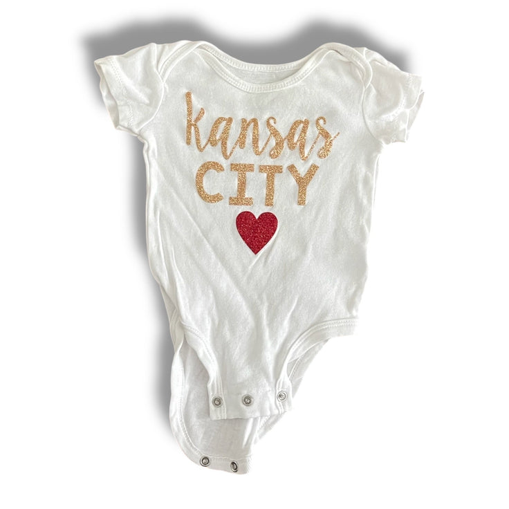Size 3 month white Kansas City onesie with red heart Default Title / 3 / -