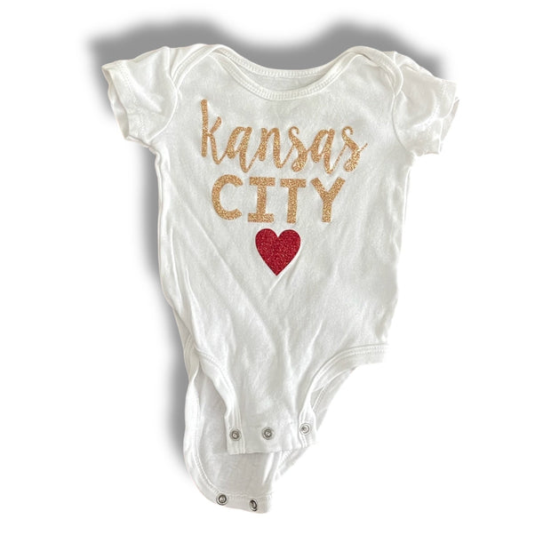 Size 3 month white Kansas City onesie with red heart Default Title / 3 / -