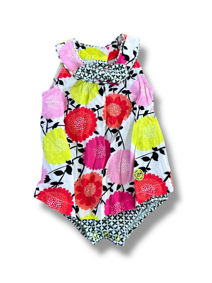 Size 6 month deuz par deux bubble with red, pink, yellow flowers and black and white design Default Title / 6 month / Girl