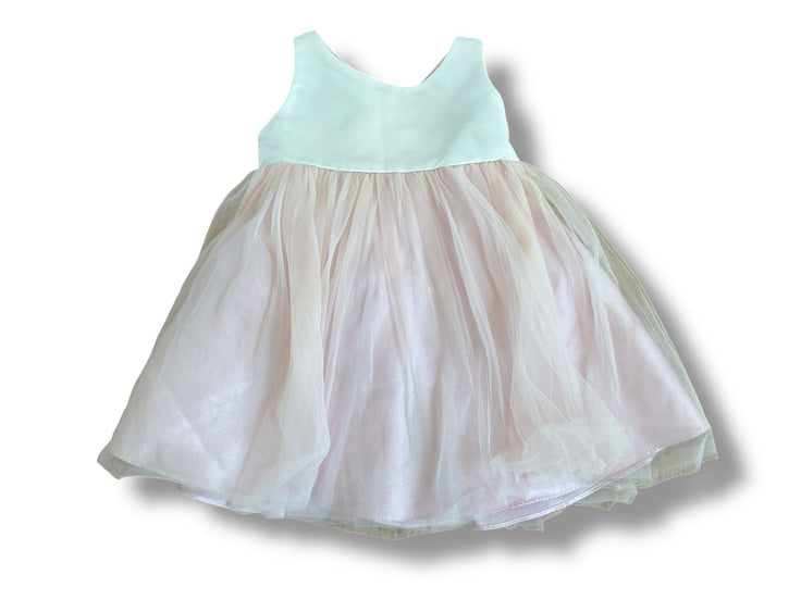 Size 2/3 Petite Adele dress with white silk top and pink tulle skirt with tie at waist Default Title / 3-Feb / Girl