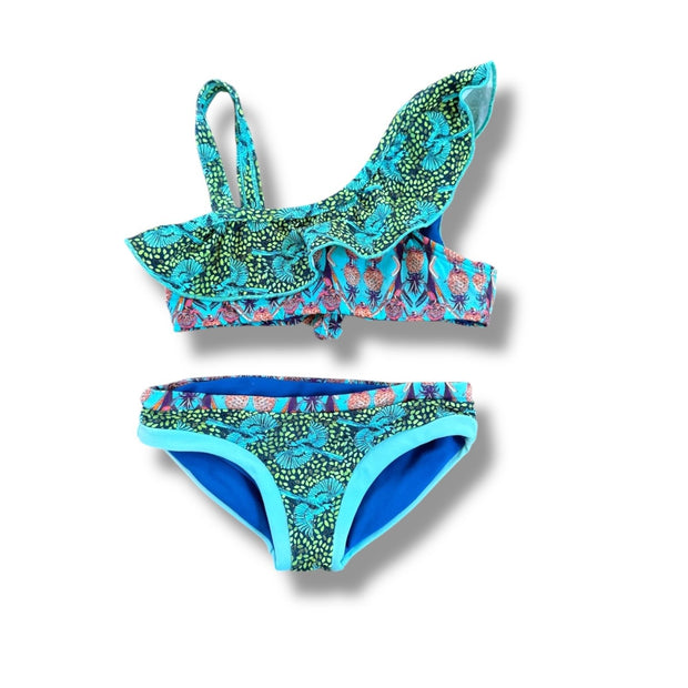Size 2 Maaji two piece swim, turquoise with pineapples and birds Default Title / 2 / Girl