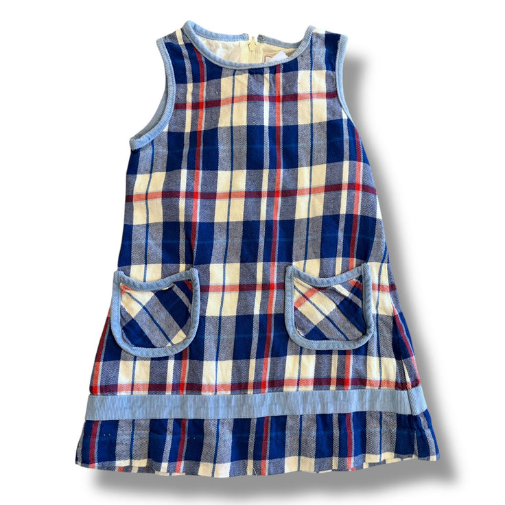 Size 3 CPC blue/white/red plaid sleeveless dress with front pockets Default Title / 3 / Girl