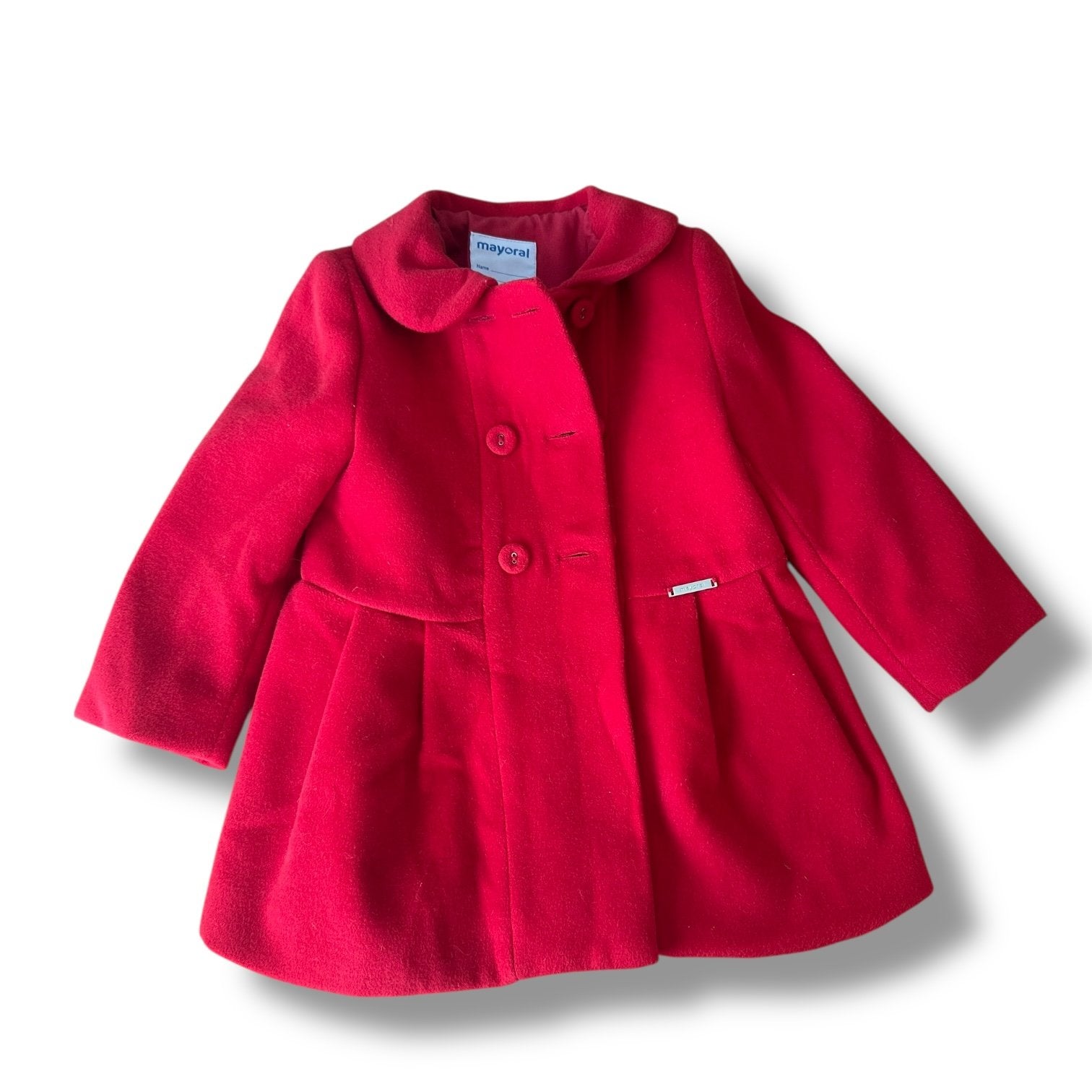 Size 24 month Mayoral red pea coat with buttons Default Title / 2 / Girl