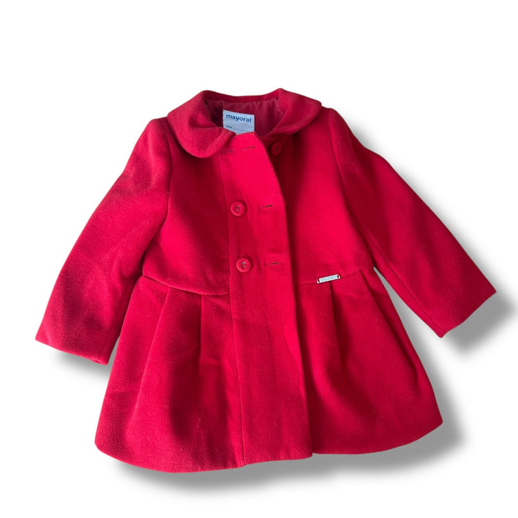 Size 24 month Mayoral red pea coat with buttons Default Title / 2 / Girl