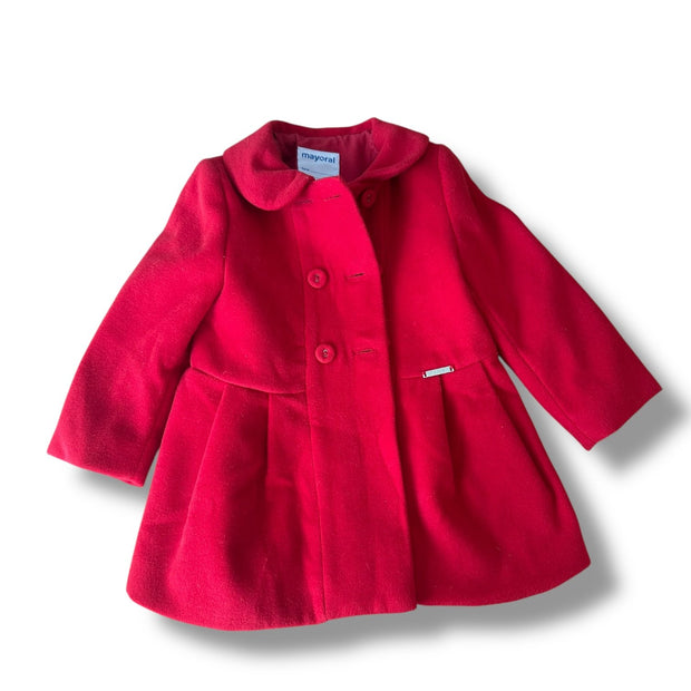 Size 24 month Mayoral red pea coat with buttons Default Title / 2 / Girl